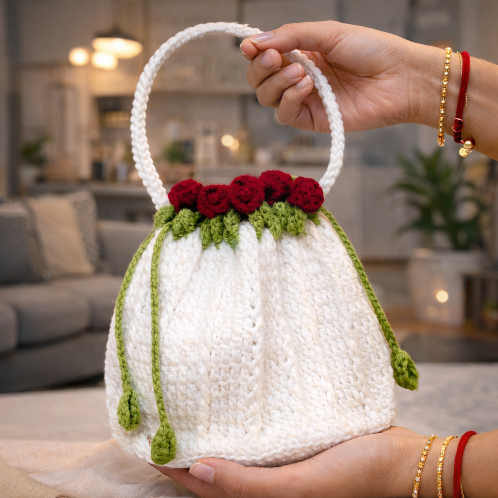 Rosé Bloom Crochet Bag