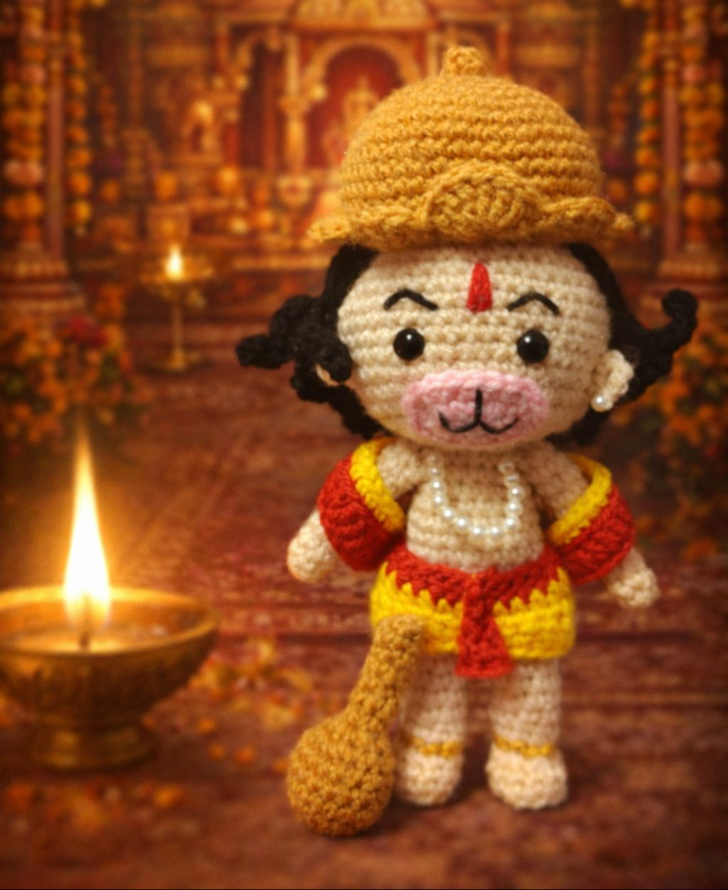 Handmade Crochet Hanuman Ji Doll