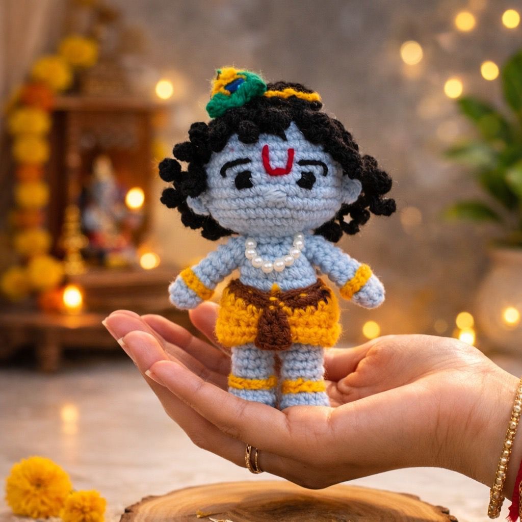 Handmade Crochet Krishna Ji Doll